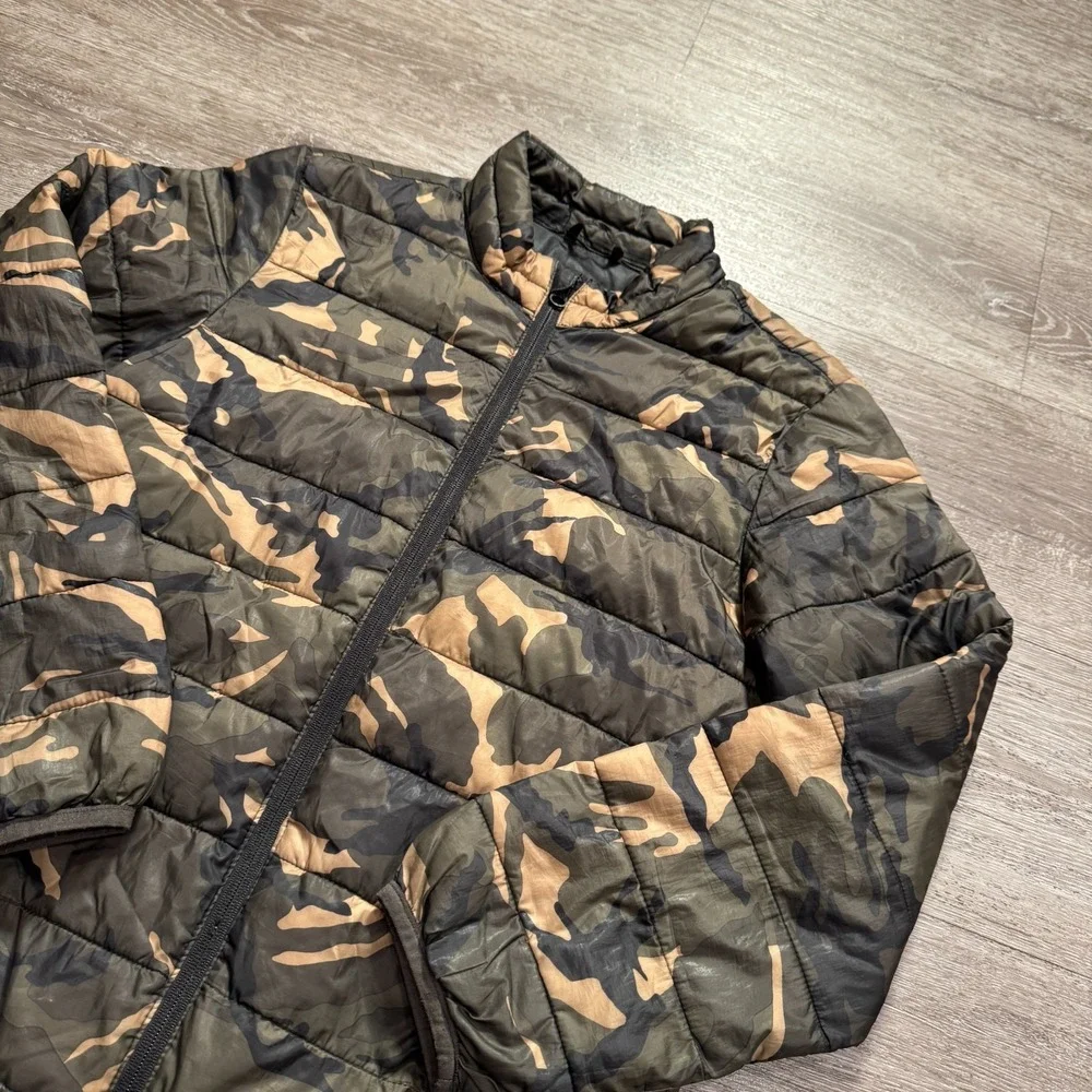 Old Navy Puffer Jacket Boys XL 14-16 Camo Green Brown Polyester Full Zip Winter‎